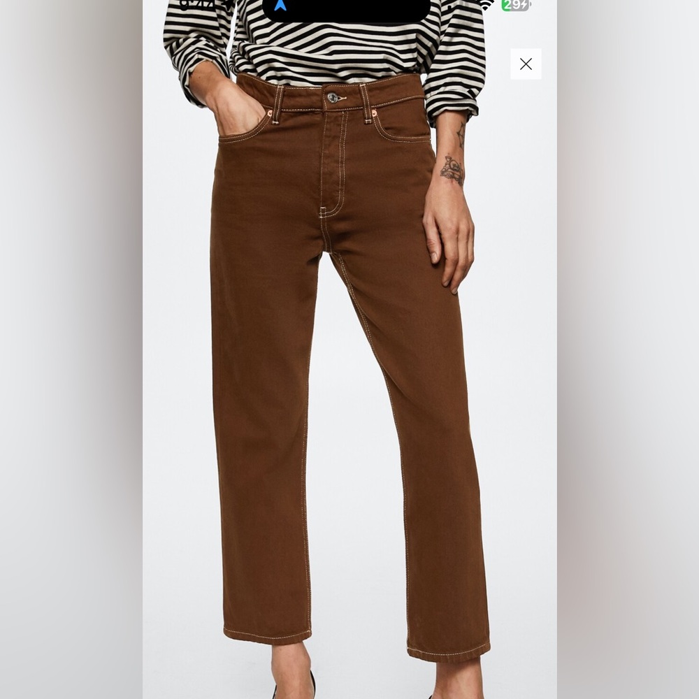 Mango high waist cropped straight jeans